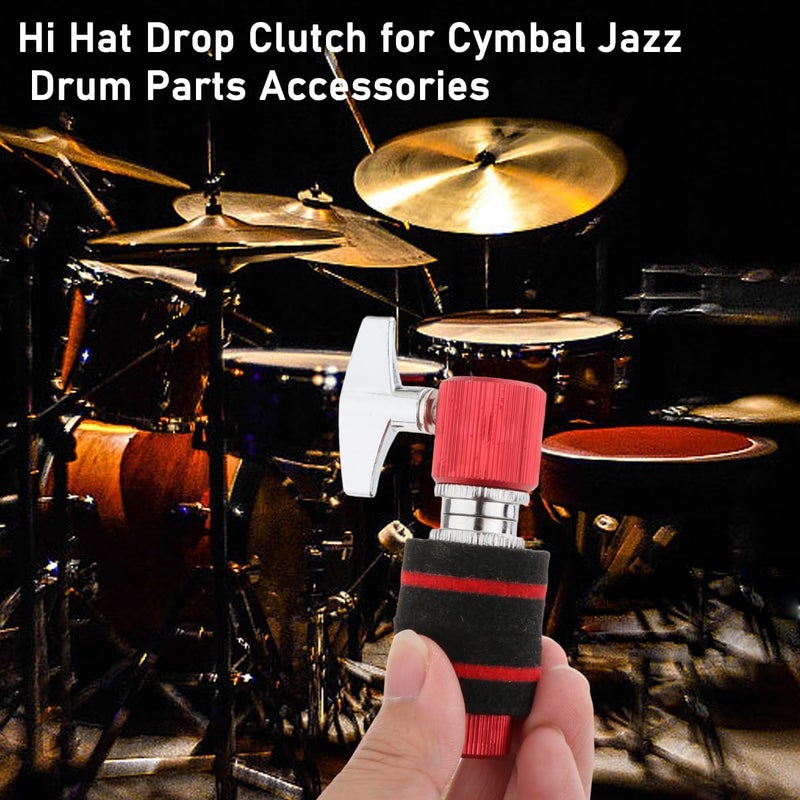 Fiozinx Hi-hat Clutch, Hi Hat Stand for 6 mm Rod, Aluminum Hi-hat Clutch Cymbal Standard Hi-Hat Stands for Jazz Drum Parts Accessories, Red - Image 5